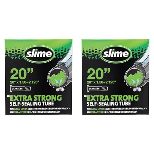 Slime 30058SL Cámara Interior de Bicicleta con Sellante de Pinchazos Slime, Sellado Autónomo, Prevenir y Reparar, Válvula Schrader, 40/57-406 mm (20' x1,50-2,125') (Paquete de 2)