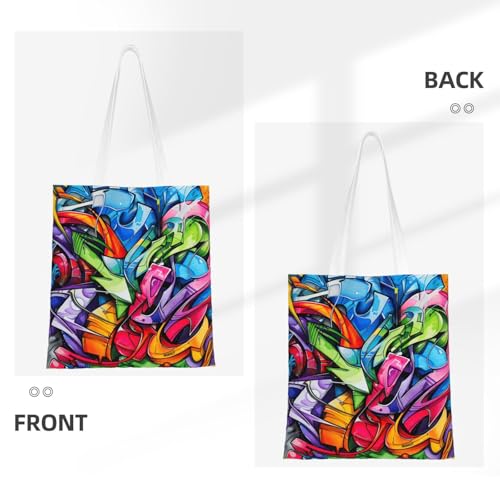 Graffiti Drawing Print Polyester Canvas Tote Bag, Worthy Shopping Bag, Ideal For Present And Daily Errands3