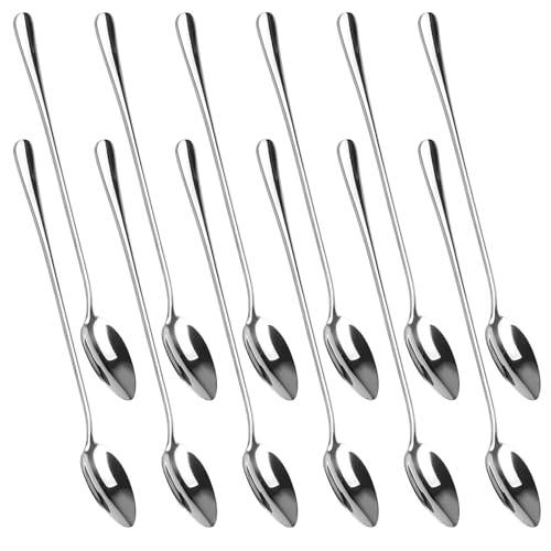KineticKraft 12 Pcs Latte Spoons, Long Handle Coffee Spoons, Stainless Steel 7.8 inches Mixing Ice Cream Stirring Spoon, Tea Spoon for Latte Coffee Tea Milk Shake Dessert Ice Cream for Home and Cafe