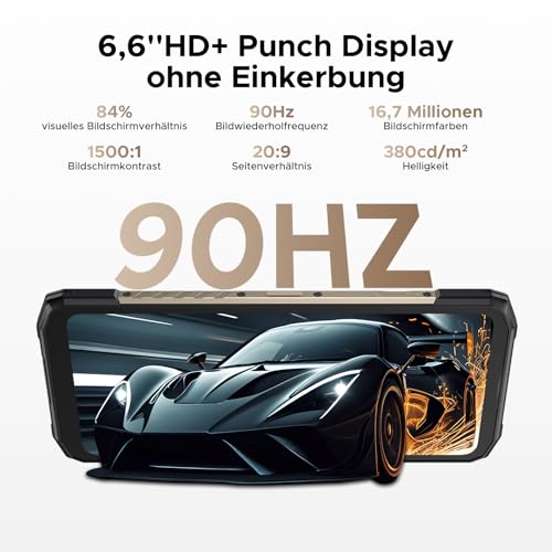 DOOGEE Blade 20 Turbo 5G AI Android 15 Outdoor Handy Ohne Vertrag, 10300mAh/33W, 32GB+256GB/TF 2TB Outdoor Smartphone, 50MP AI Kamera, 6.6 IPS Display, 3 Karten Dual 5G SIM/ IP68/ NFC/GPS/Face ID/OTG