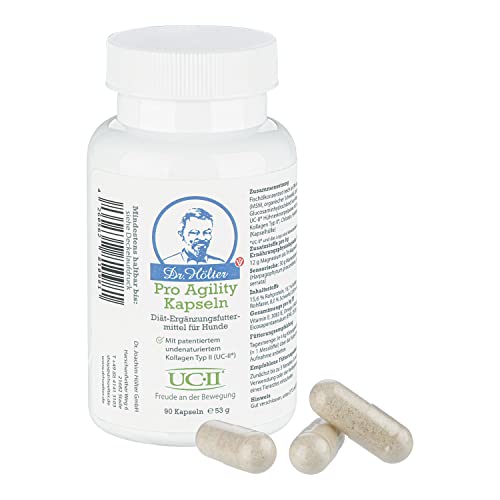 Pro Agility Gelenkunterstützung von Dr. Hölter für die Gelenke von Hunden mit UC-II Kollagen für Hunde beim Thema HD für die Hundemobilität (90 Kapseln Pro Agility)