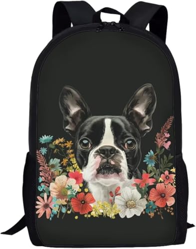 Travel Backpack French Bulldog Animal Print, Teenage Girls, Casual, Cute 17in Lightweight Casual Daypack for Business Men Women