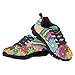 Pinupub Boys Girls Sneakers Size 5 Colorful Flowers Stripes Print Cute Fashion Running Walking Tennis Shoes
