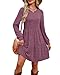 OFEEFAN Womens Fall Fashion 2025 Crew Neck Long Sleeve Winter Babydoll Maternity Sweater Italian Dresses for Women Casual Fall Dress Clothes Teacher School Outfits Purple XL
