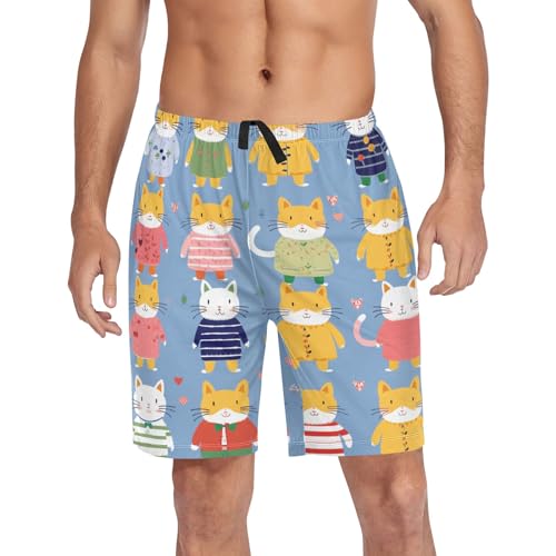 Cat Men's Pajama Shorts Lounge Sleep Shorts Pjs Bottoms Pants