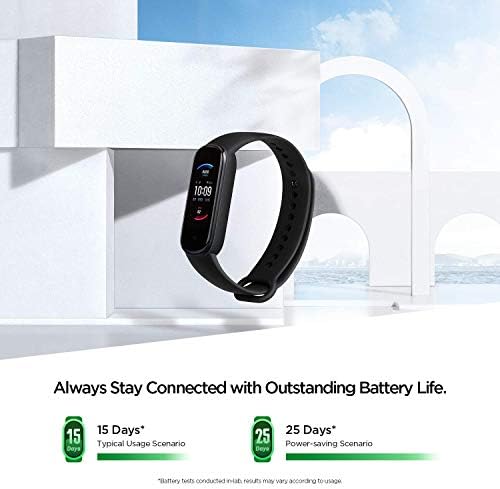 Amazfit Band 5 Activity Fitness Tracker with Alexa Built-in, 15-Day Battery Life, Blood Oxygen, Heart Rate, Sleep & Stress Monitoring, 5 ATM Water Resistant, Fitness Watch for Men Women Kids, Black