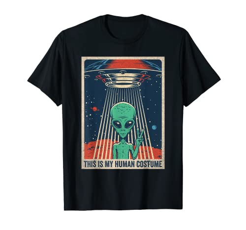 Außerirdisches Alien Kostüm Vintage Retro Halloween UFO T-Shirt