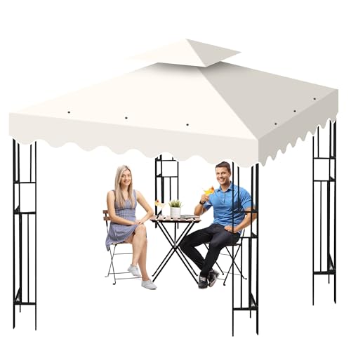 Toldo de repuesto para cenador de 10 x 10 pies, cubierta superior de repuesto de doble nivel con ventilación de aire, techo superior de parrilla para tienda, jardín, patio, exterior, cubierta de