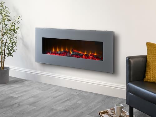 Sureflame WM-9505 Elektrischer Wandkamin mit Fernbedienung in Grau, 107 cm