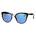 SA106 Womens Color Mirror Mirrored Lens Oversize Cat Eye Sunglasses Black Blue