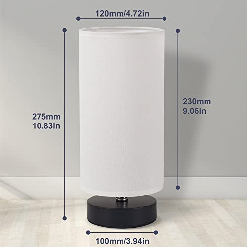 Image of Table Lamp, Bedside Nightstand Lamp, Simple Desk Lamp, Cylinder Table Lamp for Bedroom Living Room Office Study, White Shade and Black Base (White)