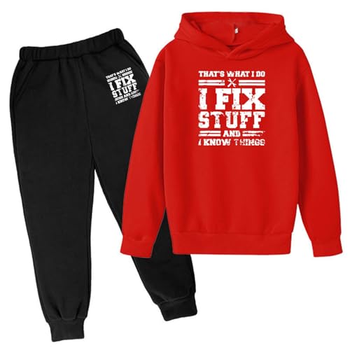 Generisch Jogginganzug Kinder Mädchen Jungen 2 Teiliges Buchstaben-Druck Bekleidungssets Langarm Hoodie + Jogginghose Outfits Sets Freizeitanzug Jogging Anzug Trainingsanzug Kinder Sportanzug