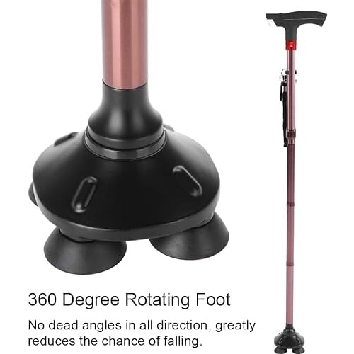 Foldable Walking Stick with LED Alarm Light and Name Card, 4 Sections Aluminum Alloy Elderly Walking Stick Guide Length Adjustable Bronze Blind Cane Crutch (Brown) Foldable Walking Stick with LED Alarm Light and Name Card, 4 Sections Aluminum Alloy Elderly Walking Stick Guide Length Adjustable Bronze Blind Cane Crutch (Brown)