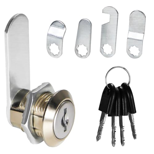 16mm Duradero Cerradura de Seguridad Buzón, Aleación Zinc Cerradura de Bloqueo Leva Lengüeta con Claves, Cerradura Taquilla con Placas de Bloqueo para Cajon Armario