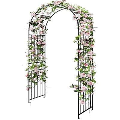 YITAHOME Garden Arch Trellis, Metal Garden Arbor for Climbing Plants Outdoor, Wedding Arches for Ceremony, Black Garden Archway for Lawn, Patio and Backyard