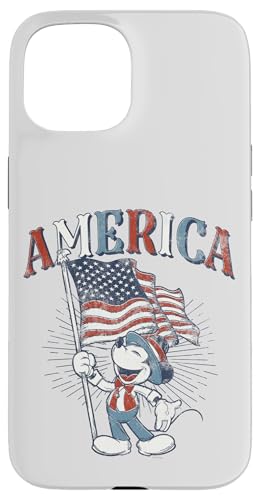 Carcasa para iPhone 15 Disney Mickey Mouse with American Flag USA Fourth of July