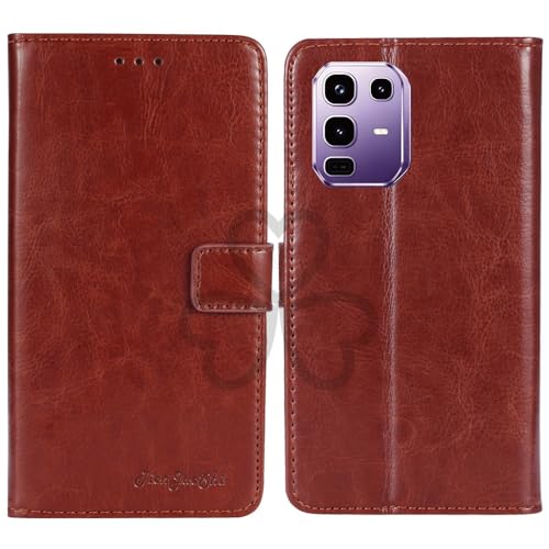 TienJueShi Brown Book Stand Retro Flip Leather Protector Phone Wallet Gel Cover Etui TPU Silicone Case For Infinix Note 50S X687