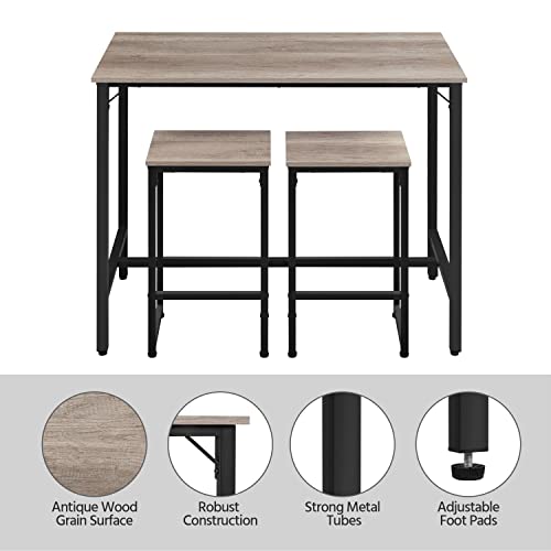 Yaheetech 3 Piece Bar Table Set, 47.5” Industrial Dining Table Set, Counter Height Table With Bar Stools Set Of 2, Kitchen Breakfast Table And Chairs For Dining Room, Living Room, Apartment #TOP5