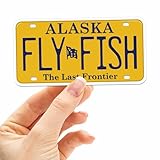 Alaska License Plate Bumper Sticker, Choose Your AK City or National Park Decal for Hydroflask, Cute Alaska Souvenir Gifts (Fly Fish)