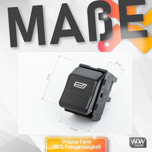 WoWMarkt 1x Fensterheber-Schalter Kit für VW Polo 6N2 [Bj.1999-2001] 6X0959855B Lupo 6X1 6E1 [Bj.1998-2005] Seat Cordoba 6K2 [Bj.1999-2002] Seat Ibiza III 6K1 [Bj.1999-2002] Elektrische Taste Knopf