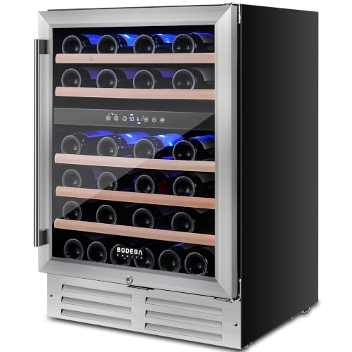Image of BODEGA 24 Inch Dual Zone Wine Fridge, 41℉ to 72℉, Holds 46 Bottles