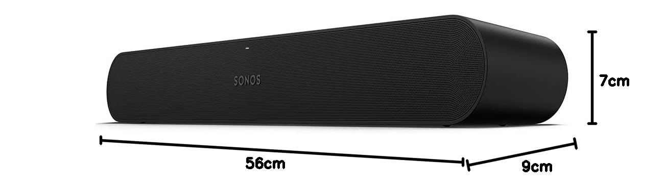 Sonos Ray Soundbar – Einzigartig kompakte All-in-One-Soundbar mit Blockbuster-Sound für Filme, Spiele und WLAN-Musikstreaming – Kompatibel App und Apple AirPlay – In Schwarz