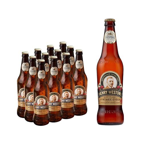 Henry Westons Vintage Glass Bottles 8.2% ABV 12 x 500ml Multipack | Refreshing Medium Dry Sparkling Cider | Slowly Matured in Oak Vats for a Smooth & Rounded Flavour