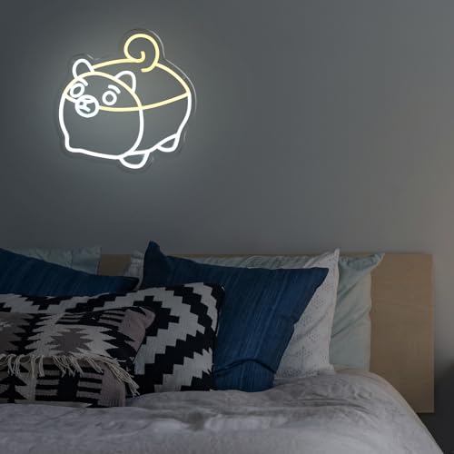Image of Corgi Cute Neon Sign Dog Kawaii Neon Light Decorative Bedroom Living Room Pet Store Dogs Party Wall Art inch13x12.8 inch Animal Design LED Sign for Caring Person Friends Classmates