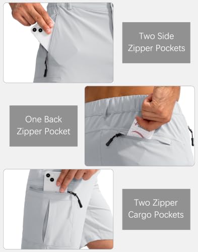 Image of Pudolla Men's Hiking Cargo Shorts 9 inch /7 inch /11 inch Lightweight Outdoor Shorts for Men Trip Golf Camping Casual with 5 Zipper Pockets