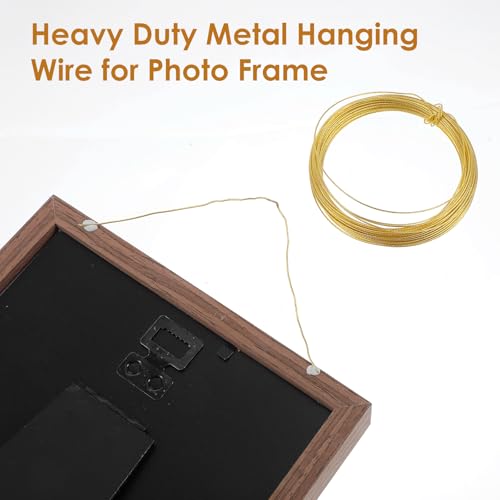 Image of 32.5 Feet(10m) Brass Picture Hanging Wire, 0.7mm Braided Picture Wires, Metal Wire Photo Frame Hanging Wires for Photo Frame Mirror Artwork Clock(Brass)