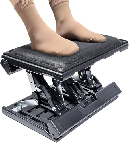 SurmountWay Reposapiés de gran panel para escritorio ajustable sin niveles, reposapiés con masaje ergonómico, altura de ángulo ajustable para oficina o hogar (negro)