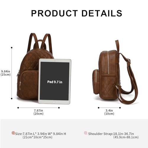 Image of Quilted Small Backpack for Women PU Leather Casual Handbag Daypack Purse | Stylish Quilted Design, water-resistant premium PU leather, matches all daily outfits, lightweight for everyday carry