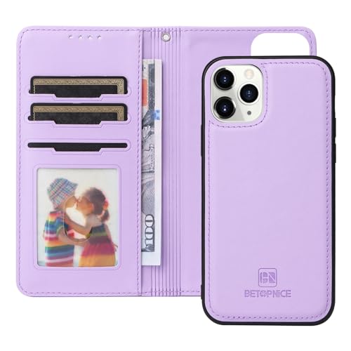 Étui portefeuille iPhone 11 Pro en cuir PU détachable noir avec coque magnétique antichoc