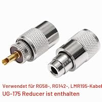 Greluma 2 stk PL 259 koax steckverbinder,UHF lötanschluss mit UG-175 reduzierstück für RG-58,RG-213,LMR195,RG142 – Ansicht 3
