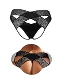 ohyeahlady G-String Ouvert für Frauen Sexy Unterhose mit Offenem Schritt Slip Hinten Offen Tanga mit Loch Große Größen Höschen Curvy Durchsichtig Unterwäsche Curvy Reizwäsche ÜbergroßeSchwarz,M