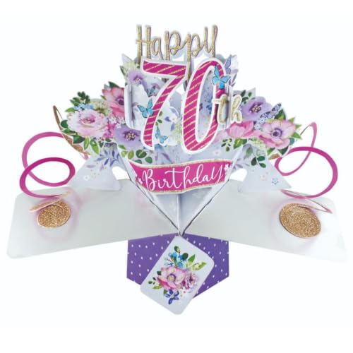 Happy 70th Birthday Pop-Up Greeting Card Original Second Nature 3D Pop Up Cards