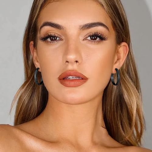 Image of Gacimy Gold Hoop Earrings for Women with 925 Sterling Silver Post | Hypoallergenic Lightweight Thick Hoops Earrings for Women Trendy Jewelry Gift