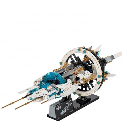 Image of SKY LINE OCEAN || Space Station Building Blocks Set || 1144 pcs || Motorized Rotating Spaceship with 3 LED Lights & Display Stand || STEM Space Exploration Construction Kit || 6 Months Warranty