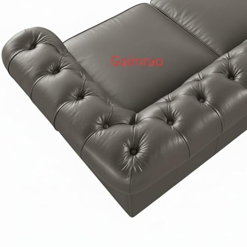 Image of Classic Leatherette Chester Sofa Set Button Tufted, Classic Style Sofa Set for Living Room, Office, and Hallway Colour (Grey Leatherette, 3+2 = 5 Seater Sofa)
