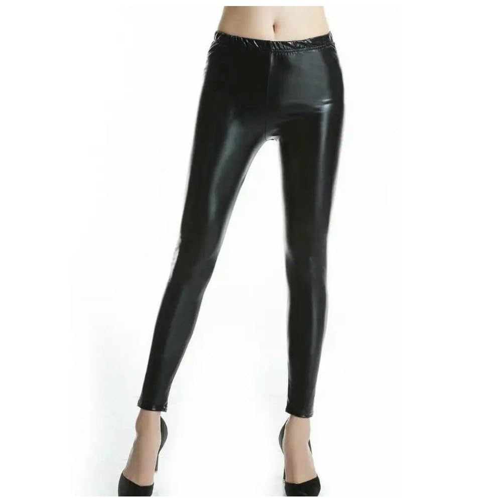 JCVBN Damskie Solidne Metaliczne Zielone Złoto Srebrne Legginsy Impreza Rave Booty Skinny Spodnie Błyszczące Fitness Ołówek Legginsy