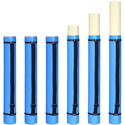 Image of Ireer 6 Pcs Expandable Poster Tube with Strap for Documents Artwork Container Poster Transport Map Holder Tube Blueprint Storage Carrying Case for Architect Teacher Student 24.5'' to 40'' (Blue)