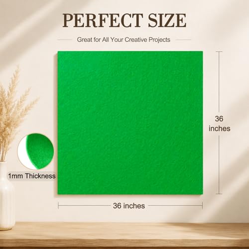 Image of Kelly Green Large Felt Fabric 36 inch x 36 inch (1 Square Yard), 1mm Stiff Felt Sheet, Nonwoven Fabric for Crafts, DIY Projects, Art, Sewing, Lining & Decorations