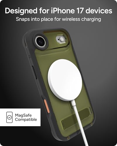 Image of ZAGG Rainier Case with Kickstand for iPhone Air - Green Sea Kelp, Graphene 22ft (7m) Drop Protection, Lanyard Attach Points, MagSafe, Wireless Charging Compatible, 2-Piece Design, Phone Case