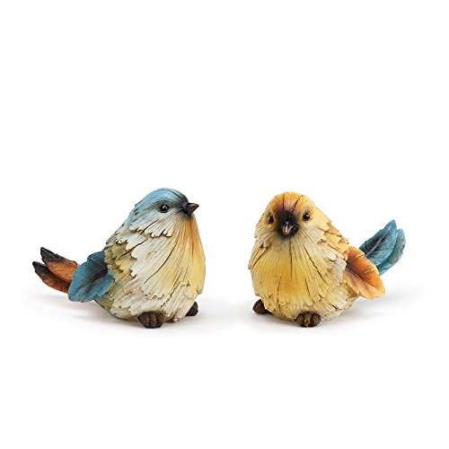 Napco Imports Watchful Bird Sapphire, Goldenrod 5.25 x 3.25 Resin Tabletop Figurines, Set of 2
