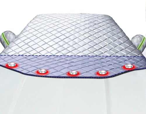 Image of Car Windshield Sunshade Snow Cover - All-Season Magnetic Windshield Cover with Mirror Protectors | UV & Ice Protection, Cotton Lined, Fits Most Cars & SUVs (143x109cm)