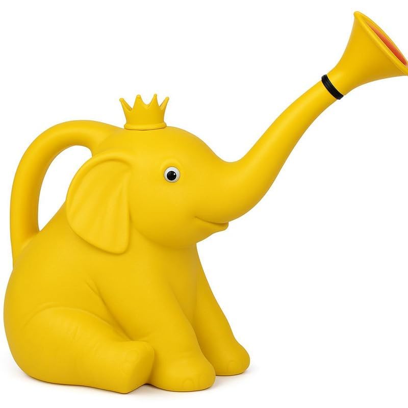 Elephant Shape Watering Can for Plants – 3 Liter Capacity, Yellow Plastic with Crown Design, Long Trunk Spout, Durable Garden Water Can.(3 Liter Water Capacity).639-image-8