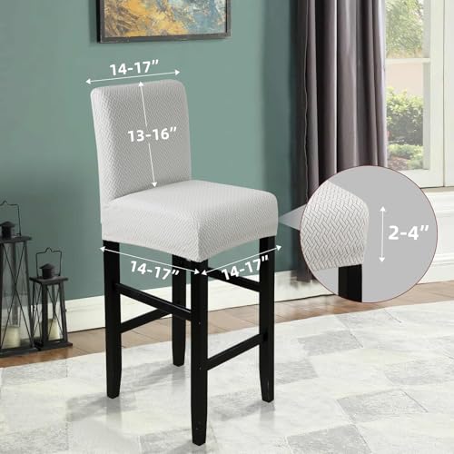 Image of YISUN Waterproof Bar Stool Covers, Stretch Pub Stool Chair Cover Removable Washable Counter Stool Covers Bar Stool Slipcovers for Kitchen, Pub, Dining Room (4 Pack, T-Light Grey)