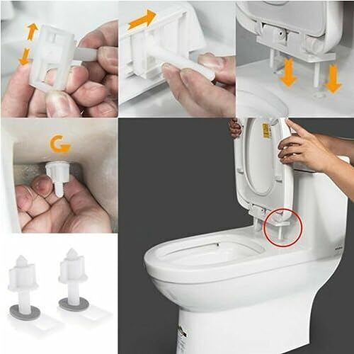 Image of MLD Soft CloseToilet Seat Hinge Bolts soft Close Screw Fixing Fitting Kit Nut bolt Toilet Seat Cover Repair bottom installation Tool Kit Set BOL4043 (1 Pair,White, Plastic)