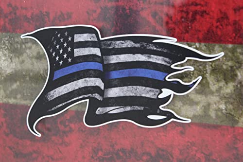 Decals By Haley 4 Pack Of Thin Blue Line American Flag Decal Stickers I Support Police Tattered Subdued Distressed Ripped Dirty Waving Usa Tbl Vinyl Subdued Distressed Sticker For Car Truck Auto Window Glass Back The Blue Decal Thin Blue Line Gifts Support The Blue Decals #TOP1