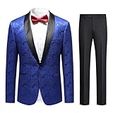 Allthemen Hombre Traje De Dos Piezas De Jacquard para Esmoquin De Un Solo Botón Chaqueta De Noche Pantalón